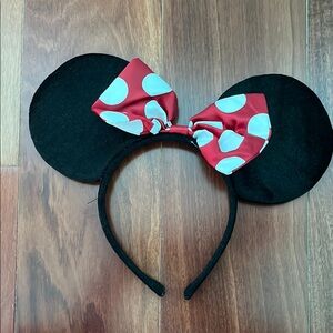 Minnie Mouse Ears Headband with Red Bow